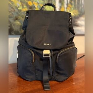 Tumi Voyageur Rivas Backpack | Black Nylon/Leather, Trolley Sleeve, Multi Zip ✈️